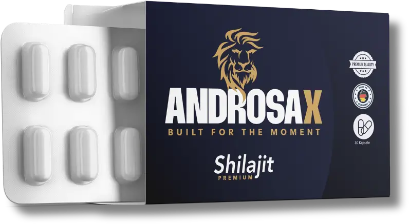 Androsax Shilajit package with capsules